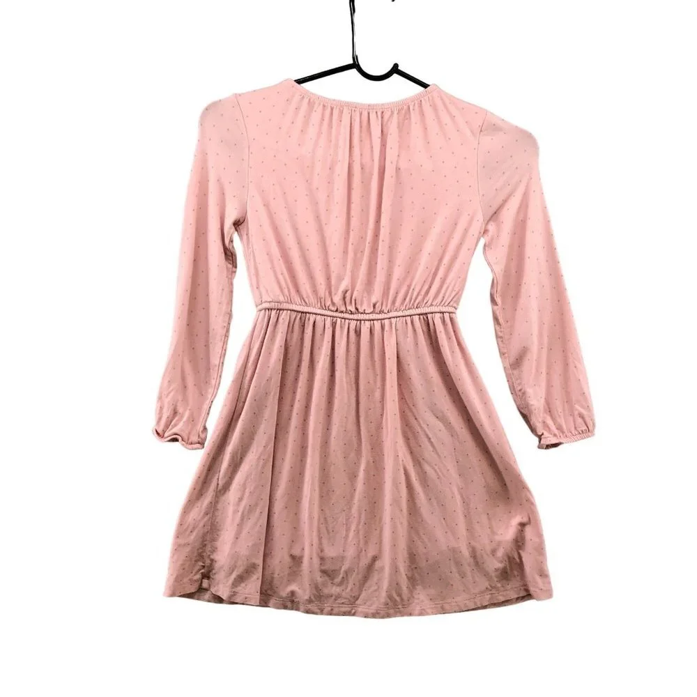 GAP Girls S 6-7 Long Sleeve Dress Pink Polka Dot A-Line‎ Knit